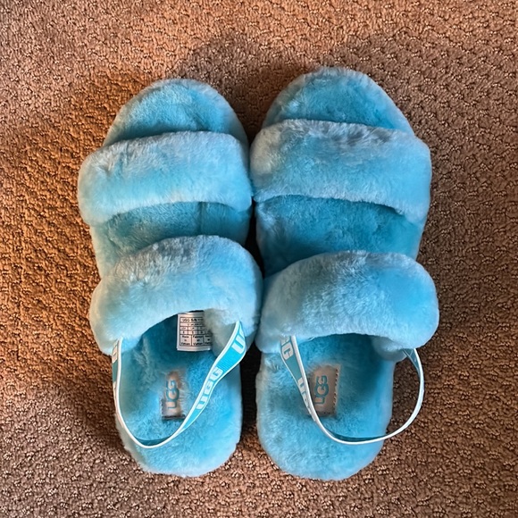COPY - UGG Fluff Yeah Slides - BLUE SLIPPERS WITH STRAPS - Picture 3 of 5